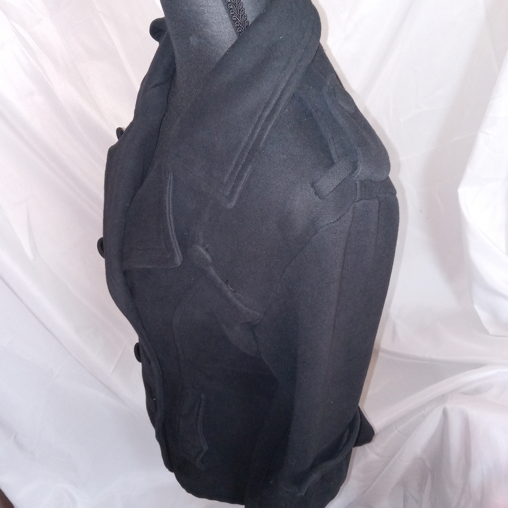 Wet Seal Black Pea Coat 3/4 Flounce Sleeves Womens Size Medium - Picture 5 of 13